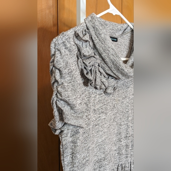 Maurices Heather Gray Knit Cowl Neck A Line Lightweight Sweater Dress Medium GUC - Picture 4 of 7